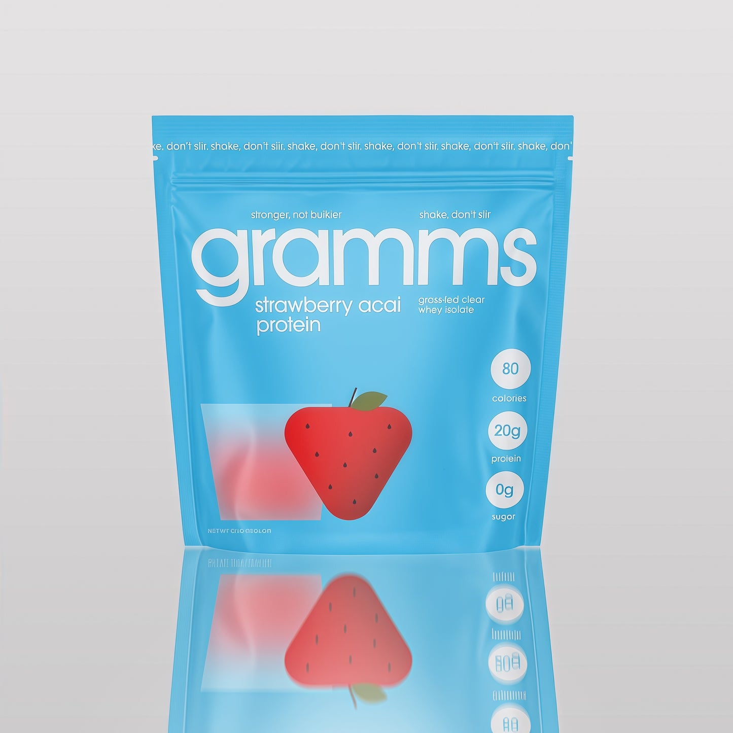 Gramms Strawberry Acai Protein | Clear Protein Powder 20G Protein for Women & Men | Grass-Fed Whey Isolate, Zero Sugar, Zero Lactose, Non-Bloating, Non-GMO | 18 Servings
